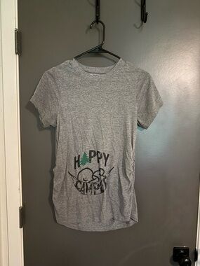 Crazy Dog T-Shirts women’s maternity shirt Gray 'Happy Camper' Tee